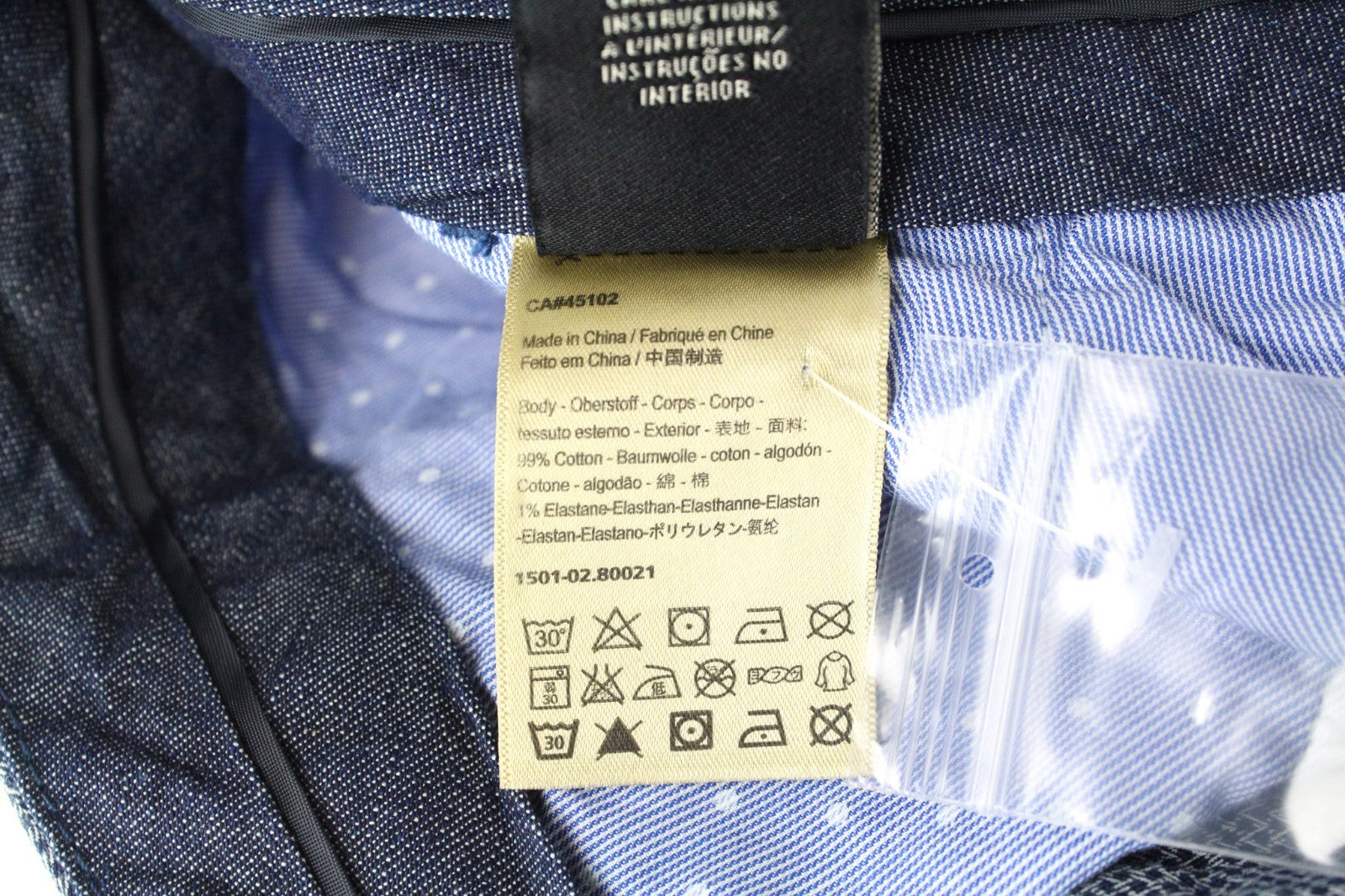 SCOTCH & SODA Mott Men Trousers W38/L34 Blue Super Slim Chino Herringbone Zip