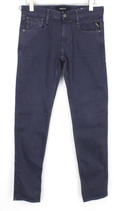 REPLAY Grover Men Jeans W30/L34 Purple Straight Stretch Bull Denim Zip-Fly Twill