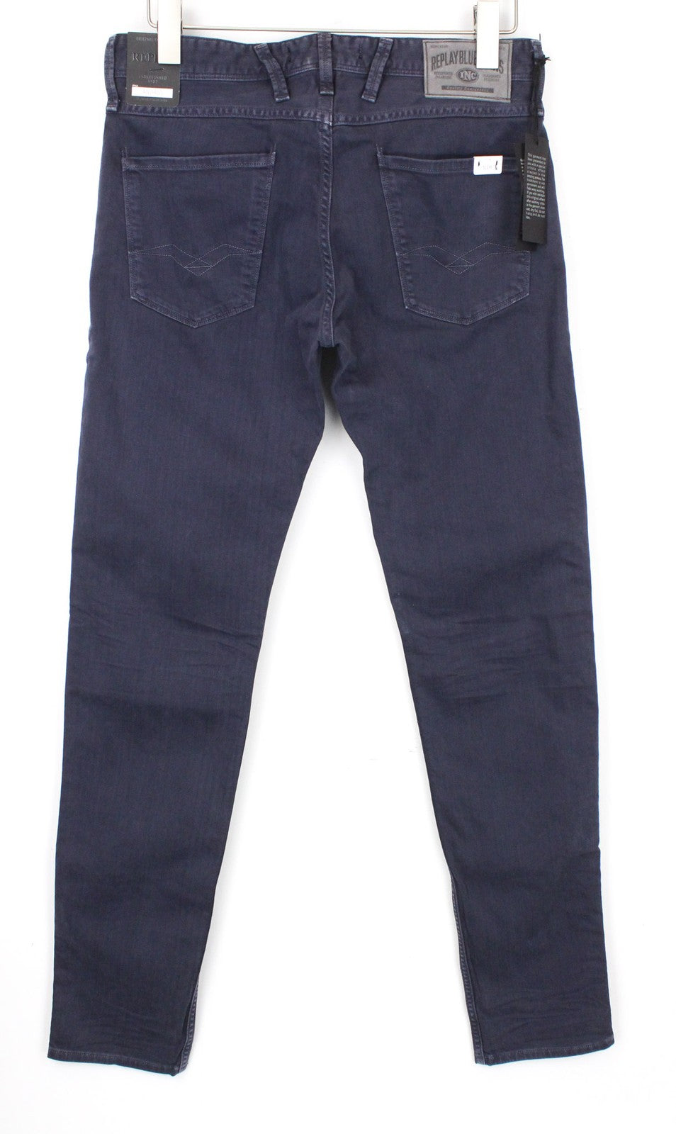 REPLAY Grover Men Jeans W30/L34 Purple Straight Stretch Bull Denim Zip-Fly Twill