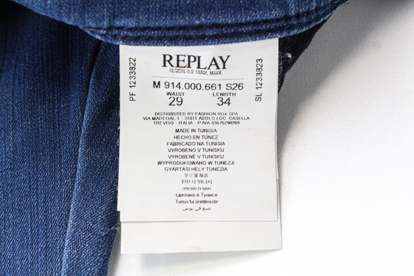 REPLAY Anbass Men Jeans W29/L34 Blue Slim Hyperflex Bi-Stretch Twill Zipped