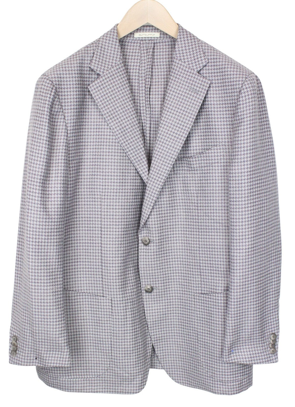 SUITSUPPLY Havana Men Blazer UK46S Purple Slim Wool Silk Linen Patterned