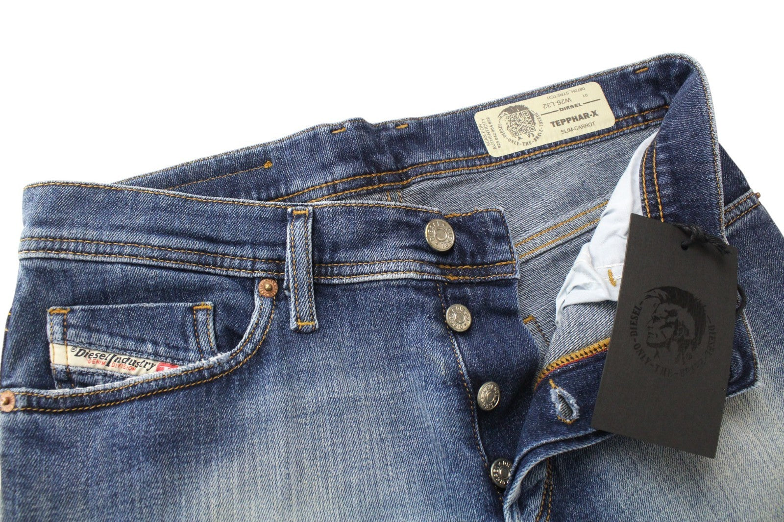 DIESEL Tepphar-X 0870H Men Jeans W26/L32 Boys Slim Carrot Blue Cotton Stretch