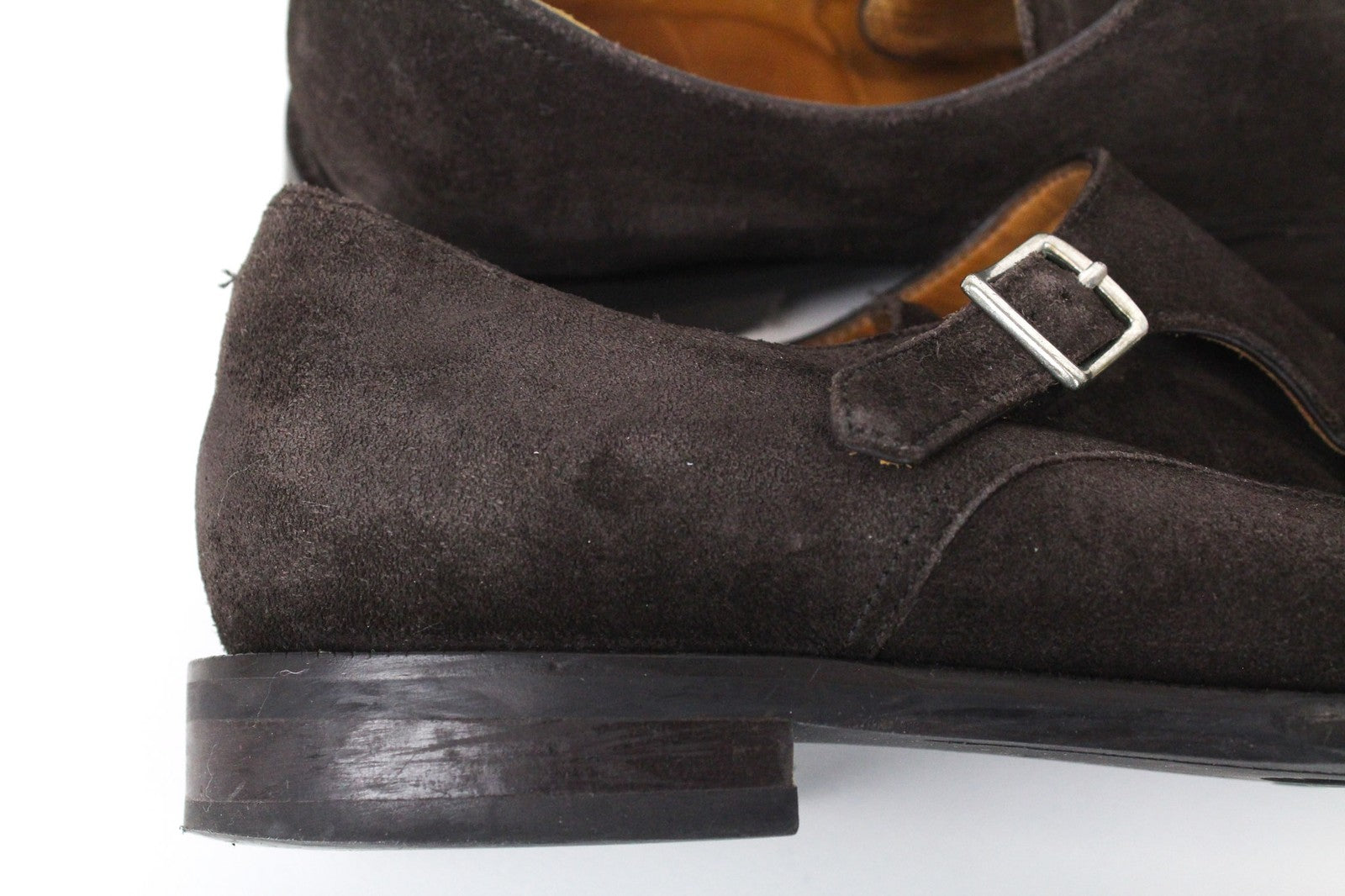 SUITSUPPLY Men Formal Shoes EU40.5 Dark Brown Suede Double-Buckled Low-Top