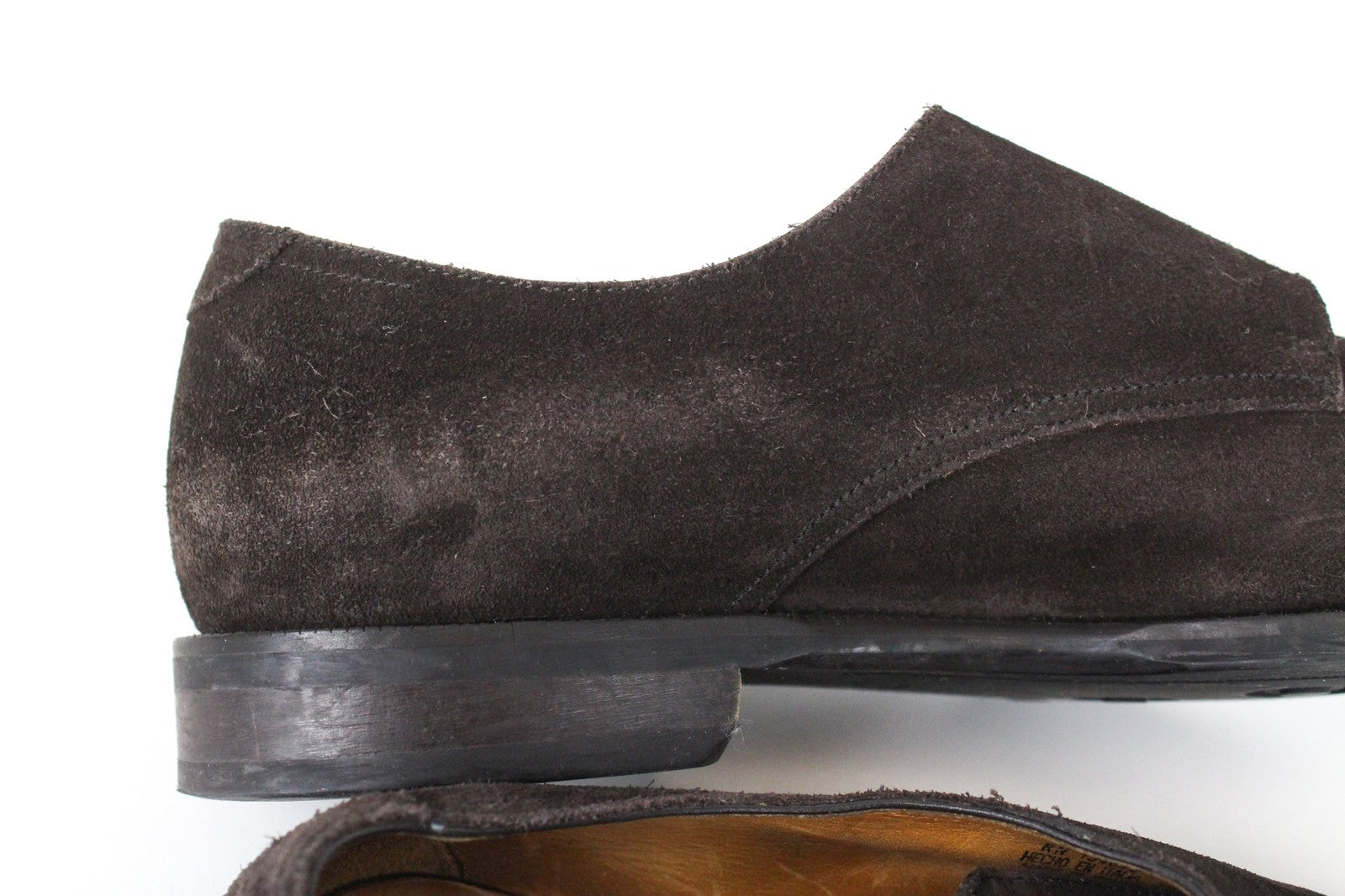 SUITSUPPLY Men Formal Shoes EU40.5 Dark Brown Suede Double-Buckled Low-Top