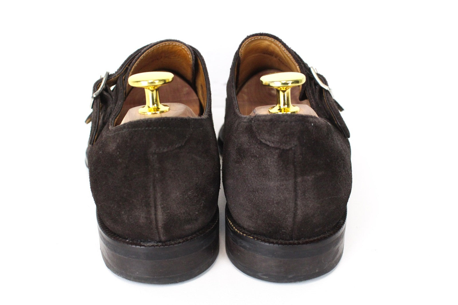 SUITSUPPLY Men Formal Shoes EU40.5 Dark Brown Suede Double-Buckled Low-Top
