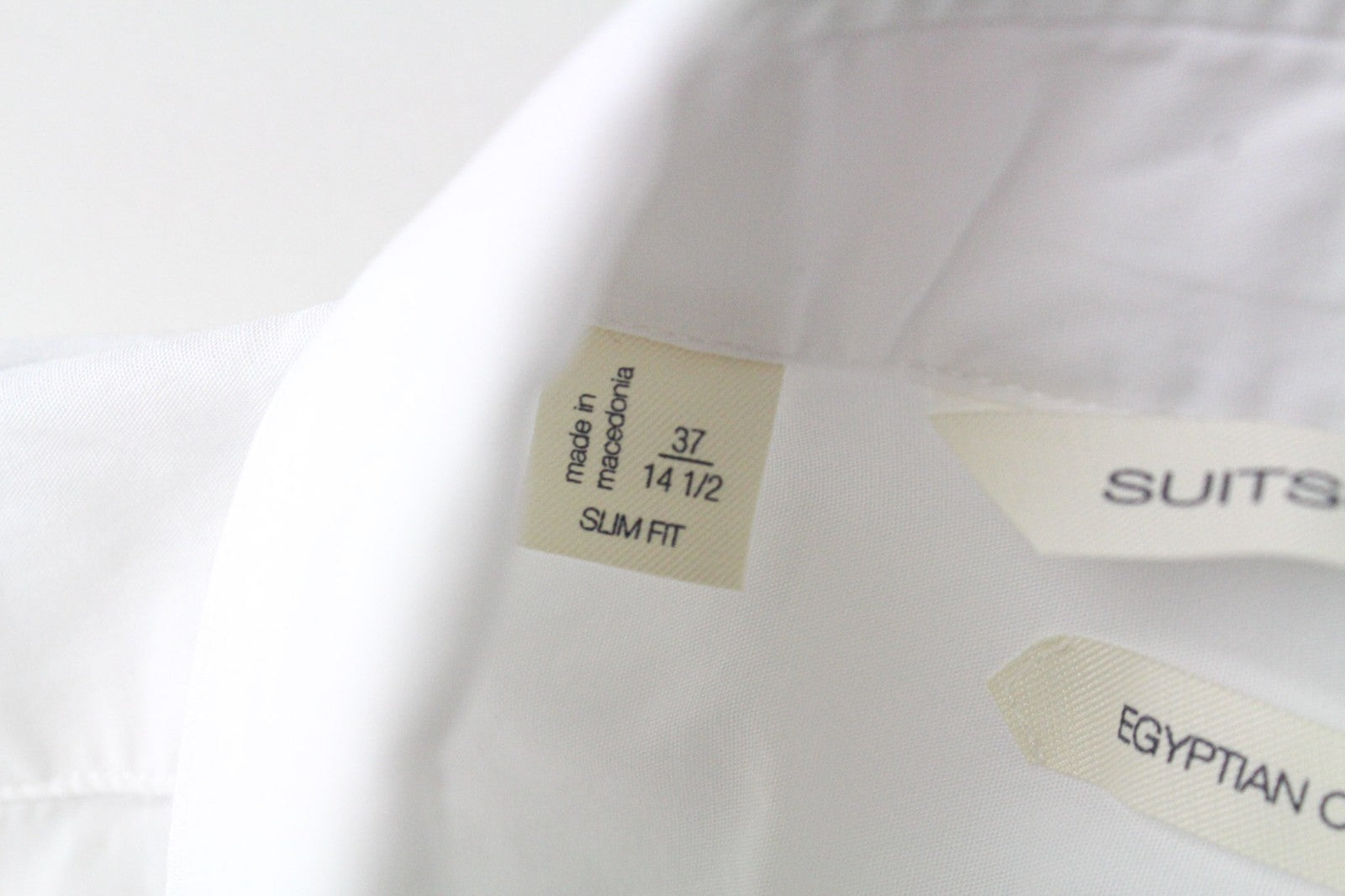 SUITSUPPLY Men Shirt 37/14 1/2 Slim White Pure Cotton Cutaway Collar Formal