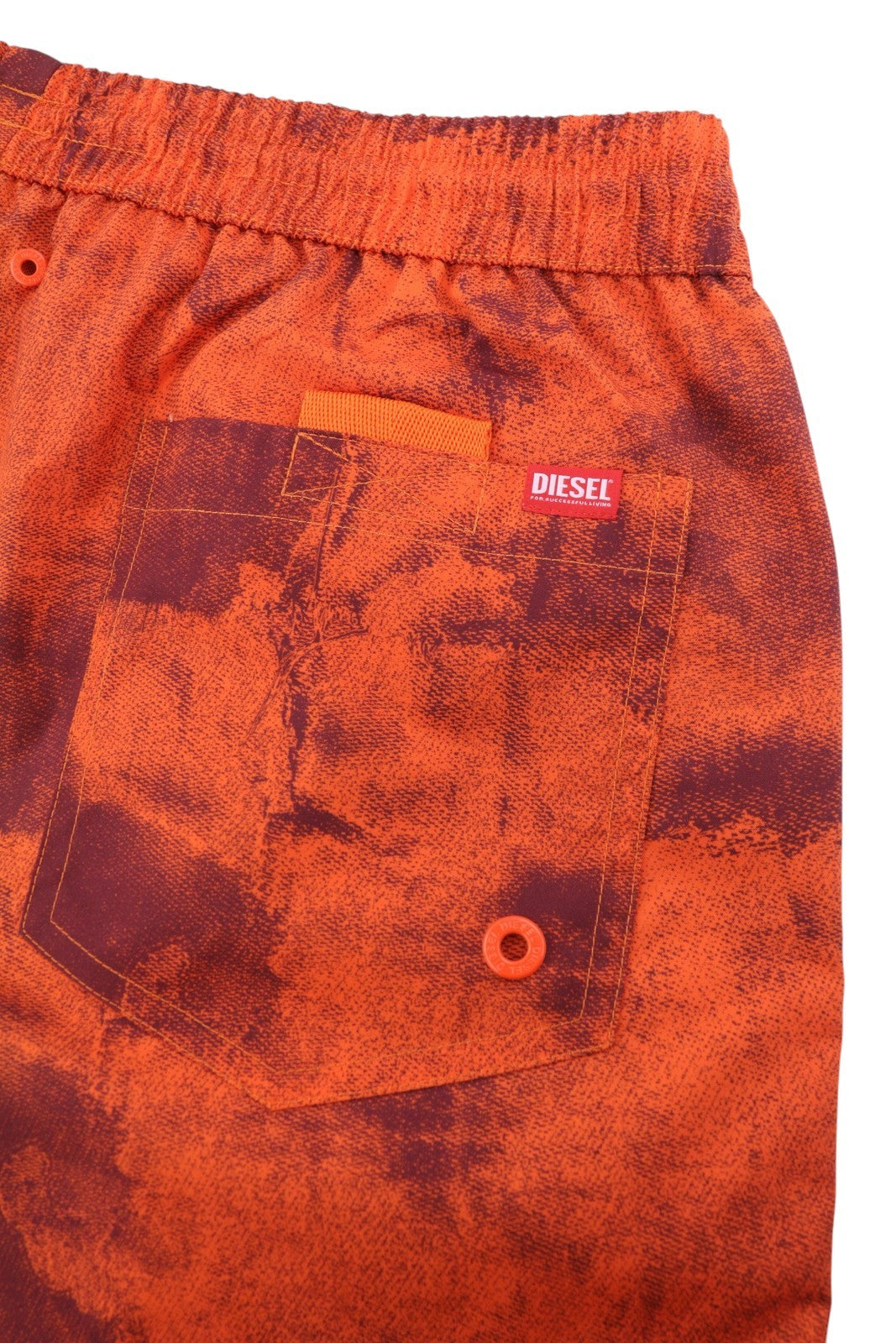 DIESEL Rio-41-D-Pop Men Swimwear L Orange Patterned Drawstring Waist