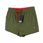 DIESEL BMBX-Mike-Patch Men Swimwear 2XL Khaki Green Mesh Inside Drawstring Waist