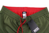 DIESEL BMBX-Mike-Patch Men Swimwear L Khaki Green Mesh Inside Drawstring Waist