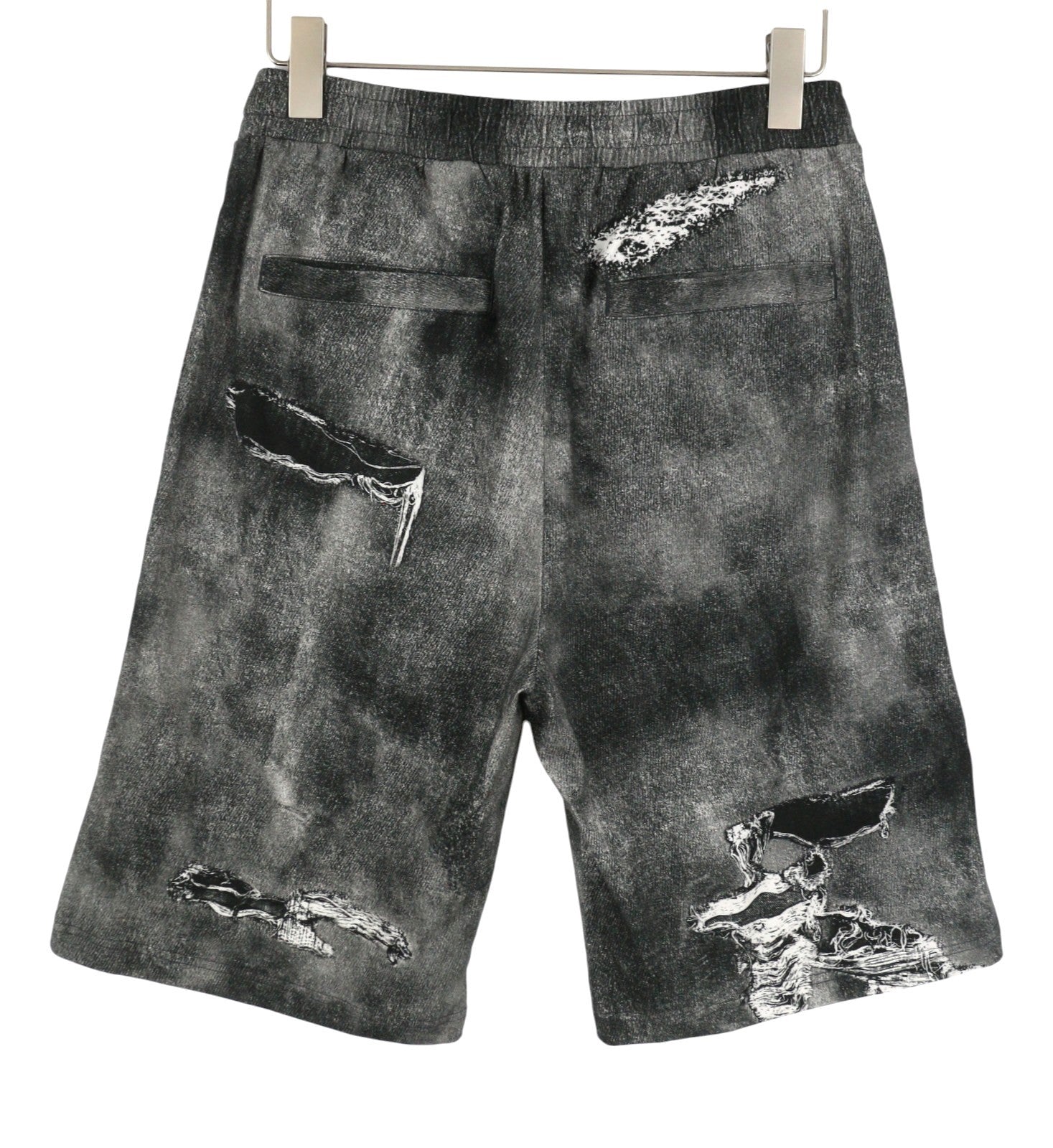 DIESEL P-Ston Men Shorts 2XL Grey Jersey Distress Effect Elastic Waist RRP225