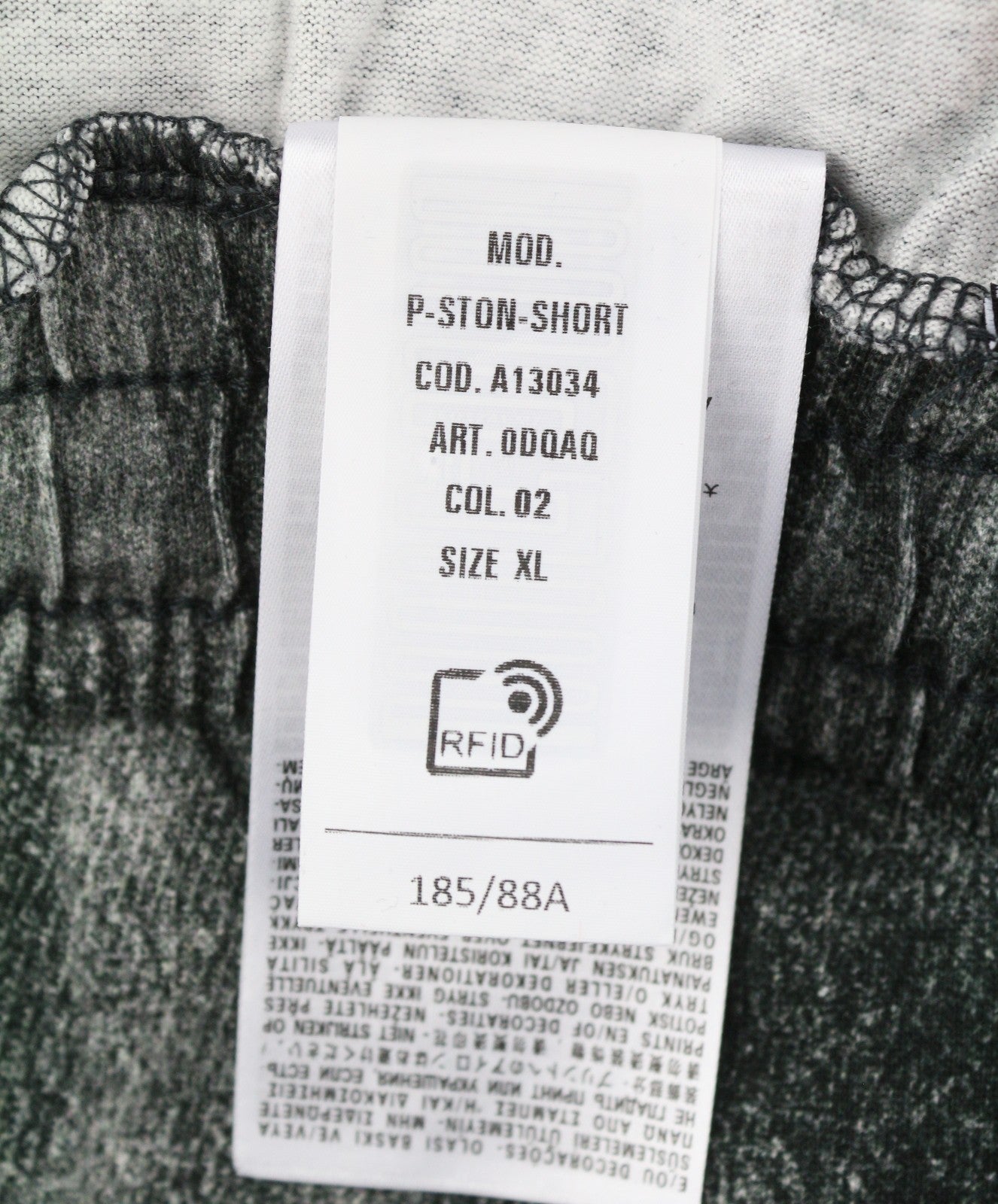 DIESEL P-Ston Men Shorts XL Grey Jersey Distress Effect Elastic Waistband RRP225