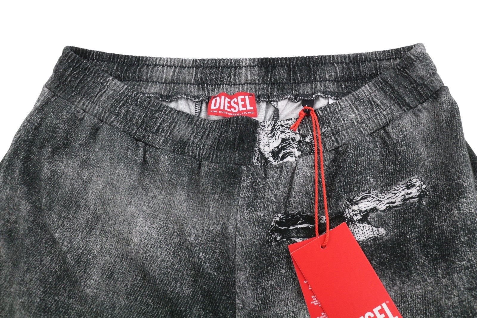 DIESEL P-Ston Men Shorts XL Grey Jersey Distress Effect Elastic Waistband RRP225
