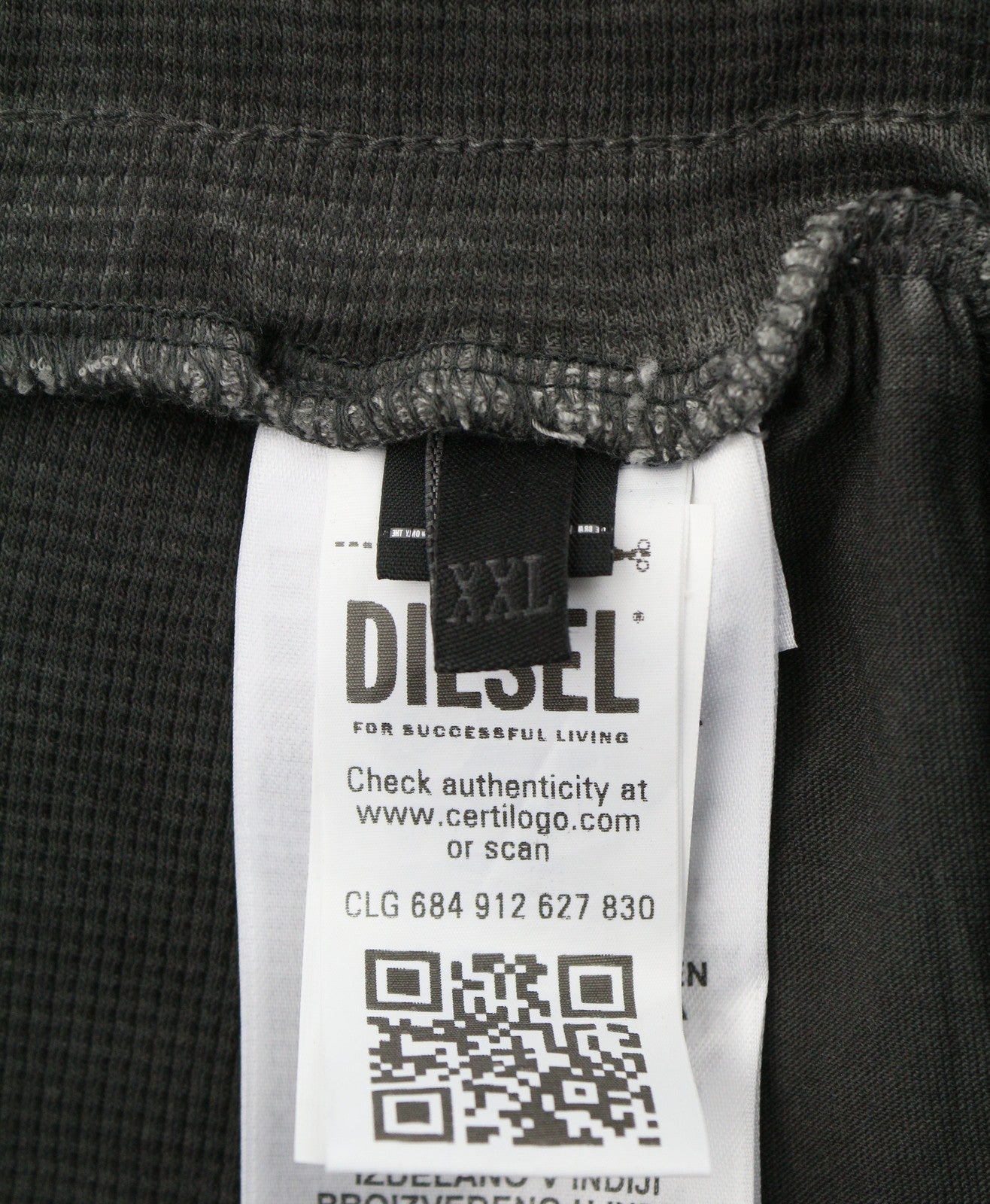 DIESEL P-Stalt-Waf Men Shorts 2XL Grey Faded Look Pique Waffle Knit Cotton