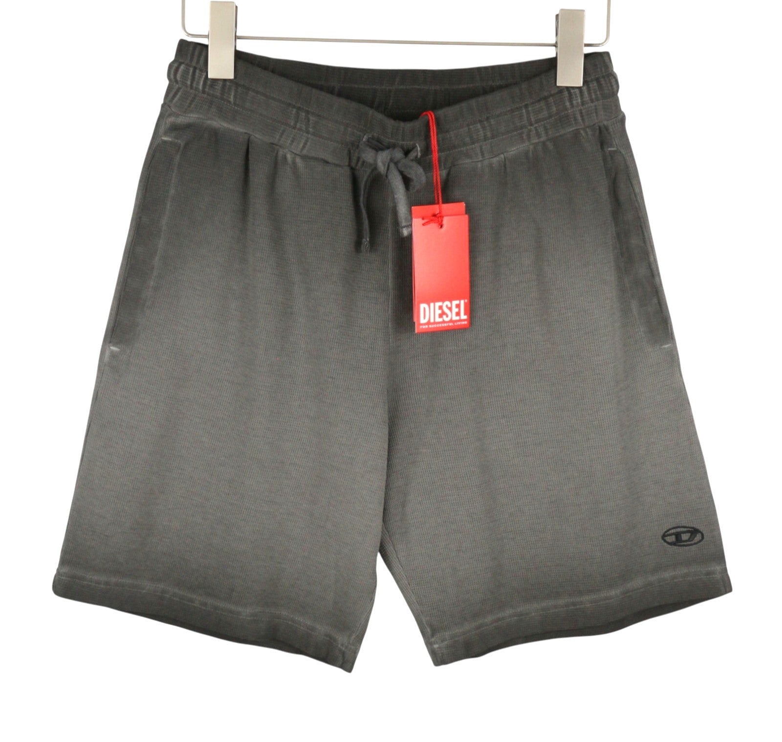 DIESEL P-Stalt-Waf Men Shorts 2XL Grey Faded Look Pique Waffle Knit Cotton