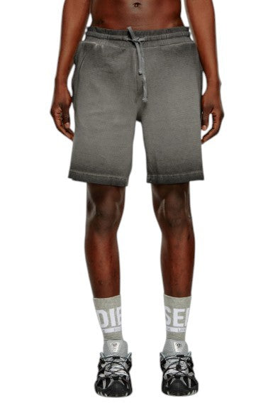 DIESEL P-Stalt-Waf Men Shorts L Grey Faded Look Pique Waffle Knit Cotton