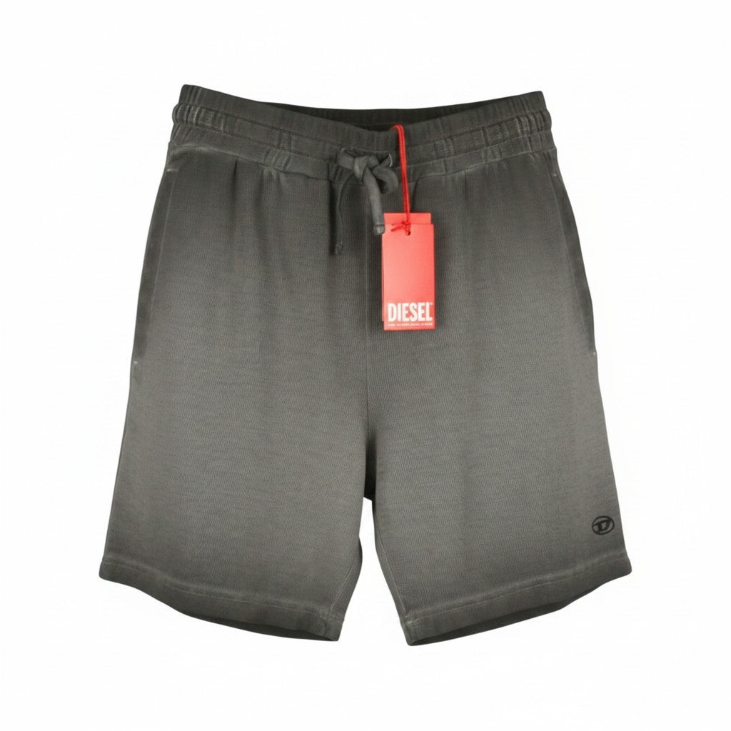 DIESEL P-Stalt-Waf Men Shorts L Grey Faded Look Pique Waffle Knit Cotton