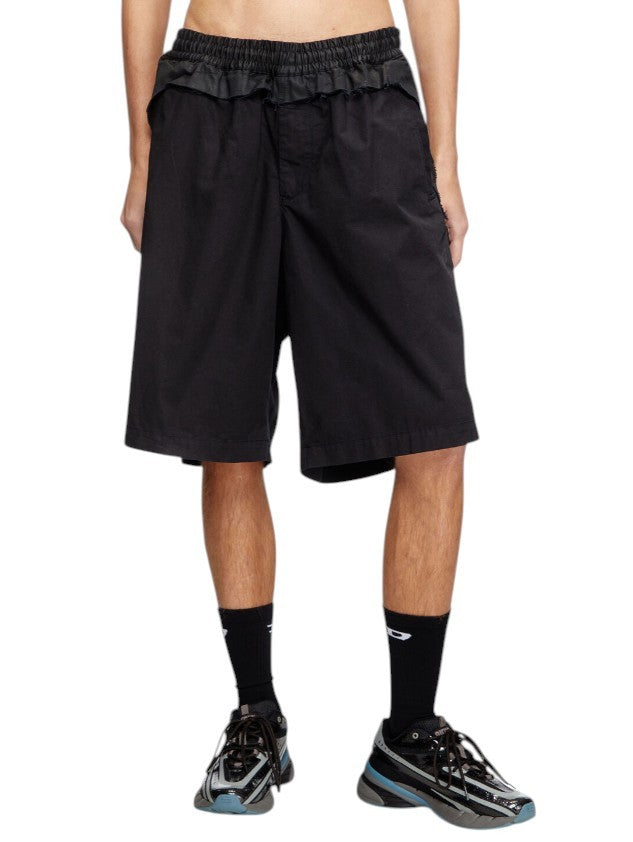 DIESEL P-Gustaf Men Shorts L Black Relaxed Distressed Pull On RRP195