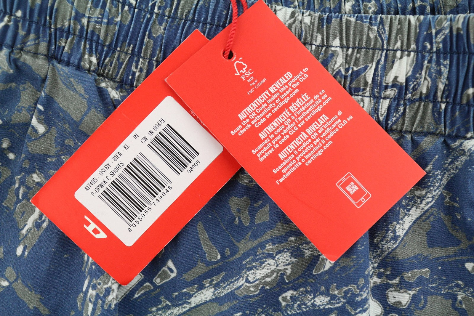 DIESEL P-Opwik-C Men Shorts XL Blue All-Over Graphic Print Straight RRP195