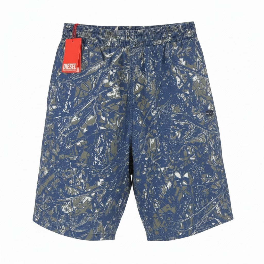 DIESEL P-Opwik-C Men Shorts XL Blue All-Over Graphic Print Straight RRP195