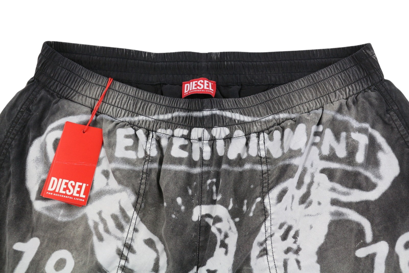 DIESEL P-Eeklo Men Shorts 52 W36 Grey Faded Patterned Loose Fit RRP195