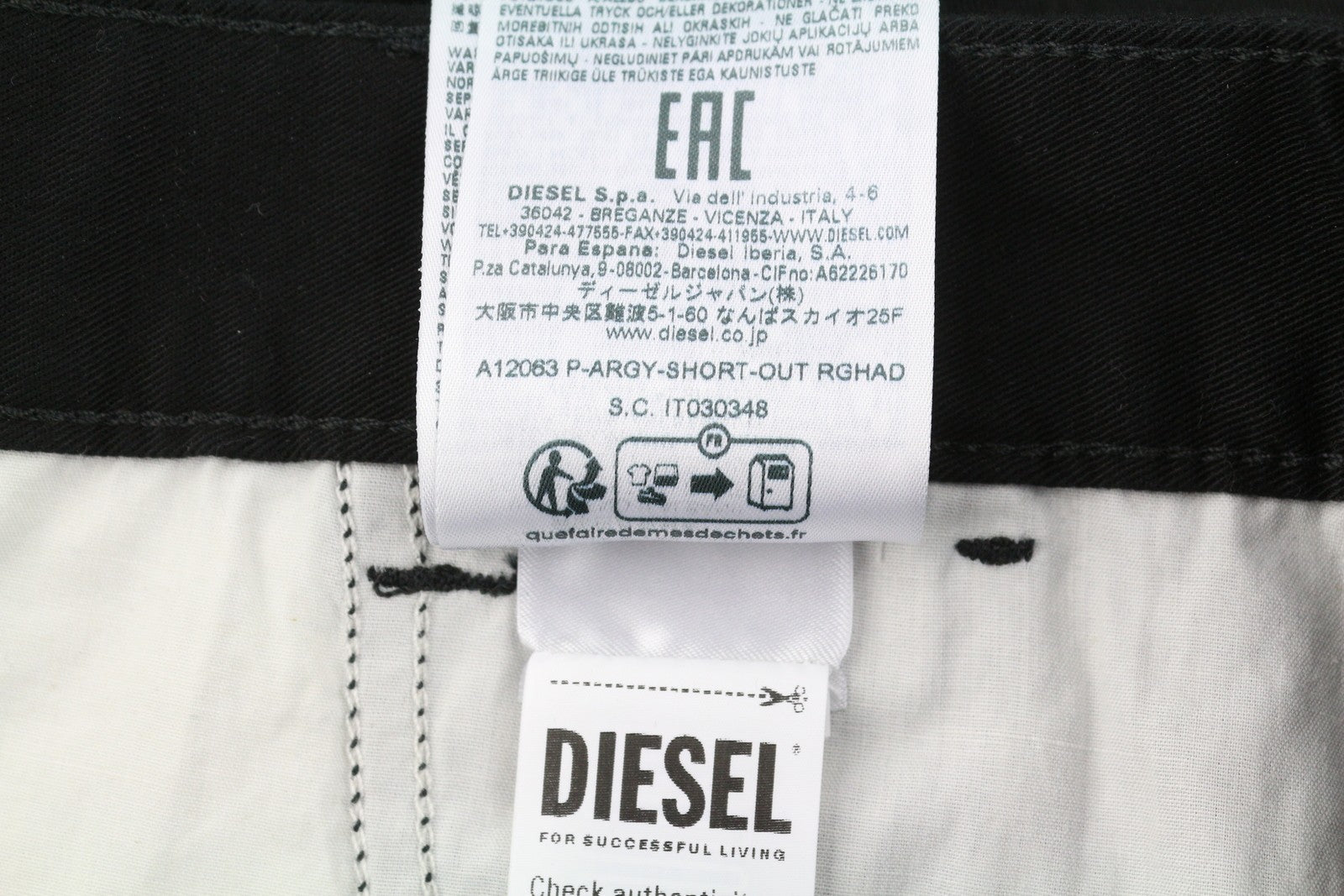 DIESEL P-Argy-Short-Out Men Shorts 54 W39 Black Zip Fly Cargo RRP175