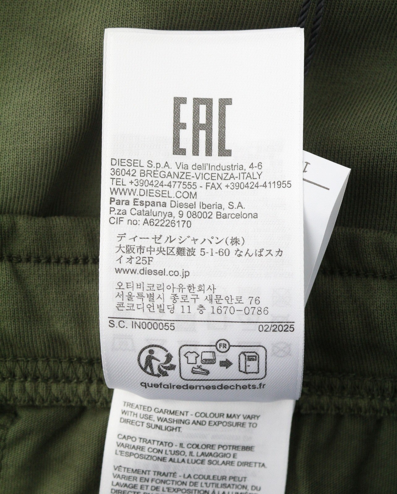 DIESEL P-Marky-Sho-G2 Men Shorts XL Green Faded Elastic Waistband RRP125