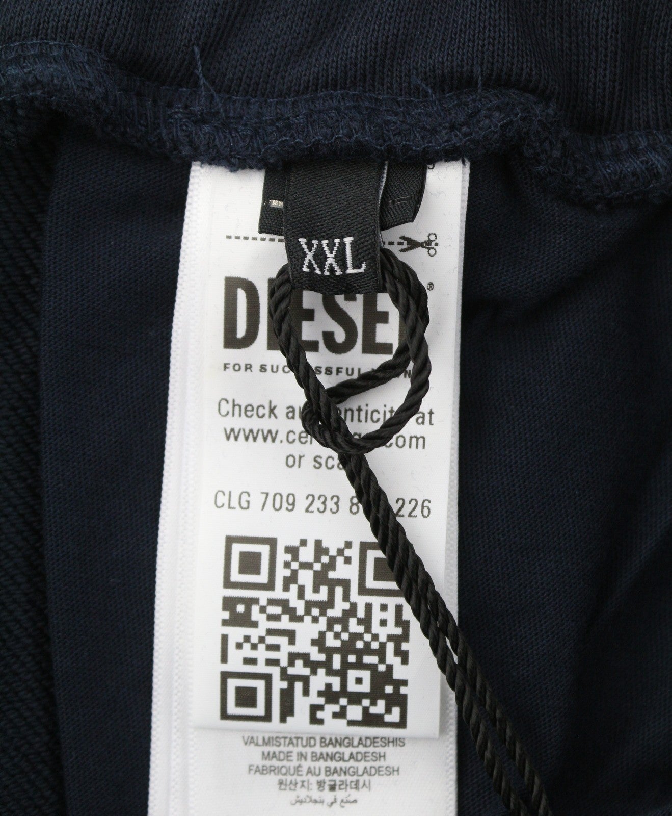 DIESEL P-Crow Off Men Shorts 2XL Dark Blue Relaxed Fit Elastic Waistband