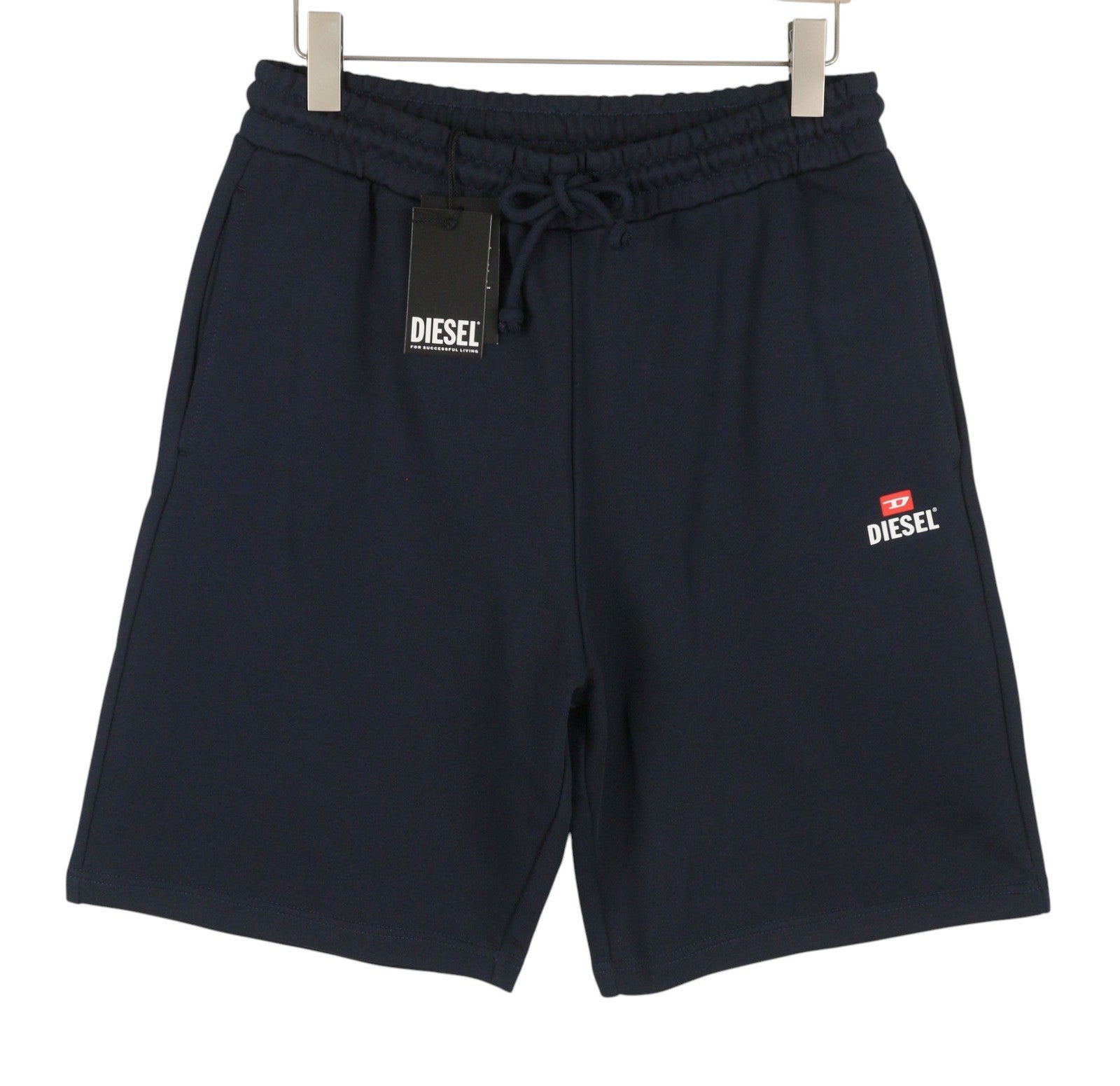 DIESEL P-Crow Off Men Shorts XL Dark Blue Relaxed Fit Elastic Waistband