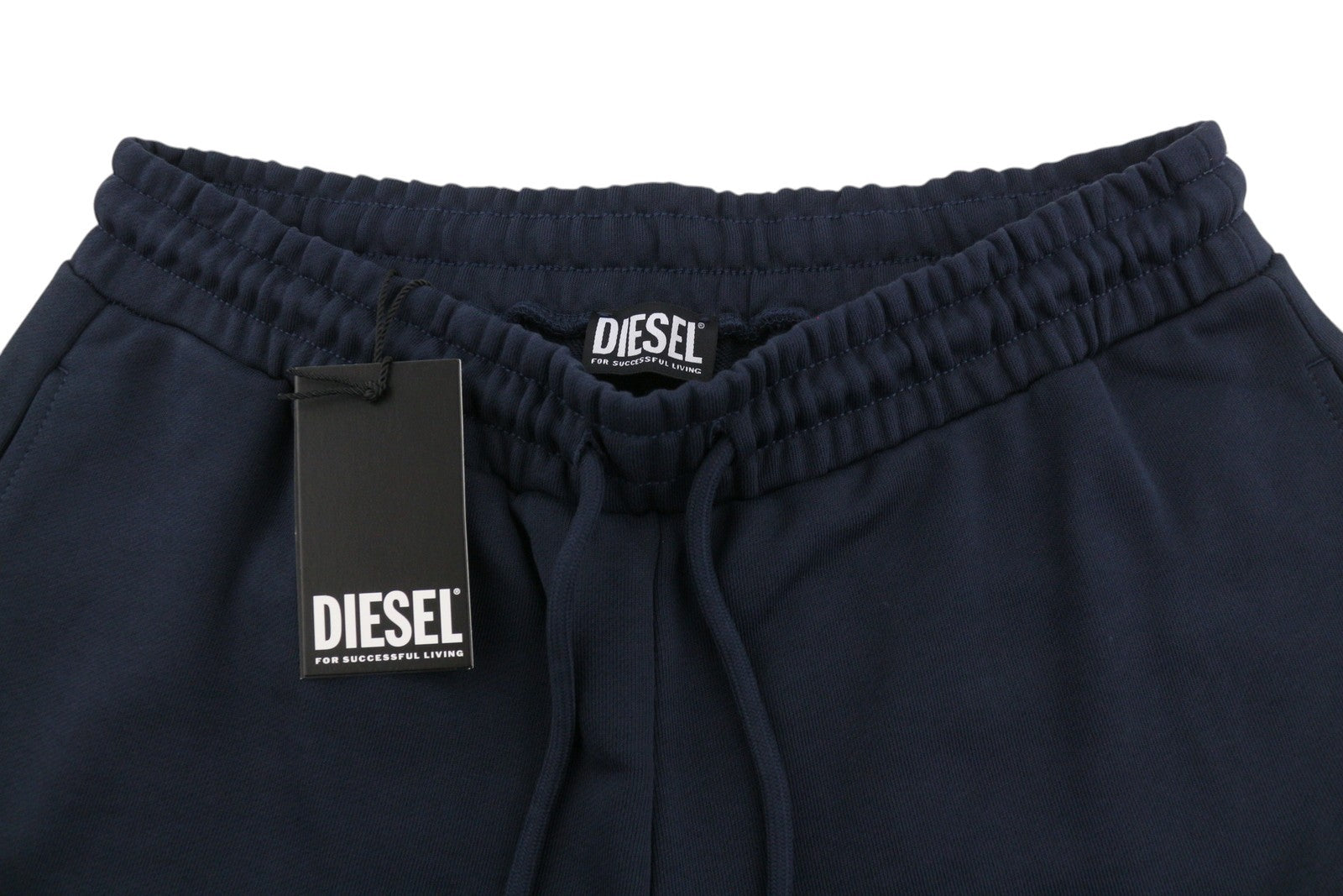 DIESEL P-Crow Off Men Shorts XL Dark Blue Relaxed Fit Elastic Waistband