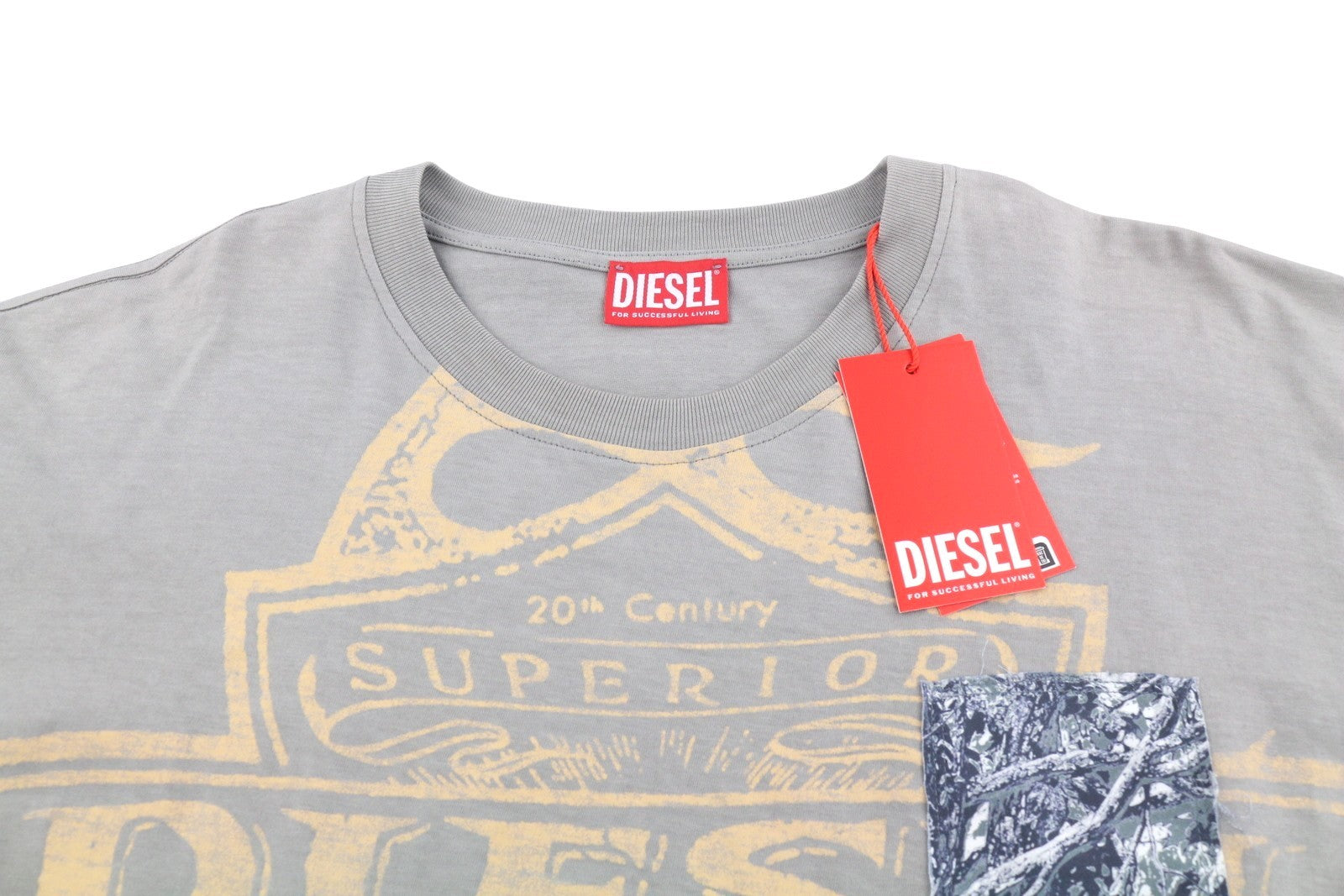 DIESEL T-Boxt-Slits-R8 Men T-Shirt L Grey Patches Oversized Short Sleeve RRP175