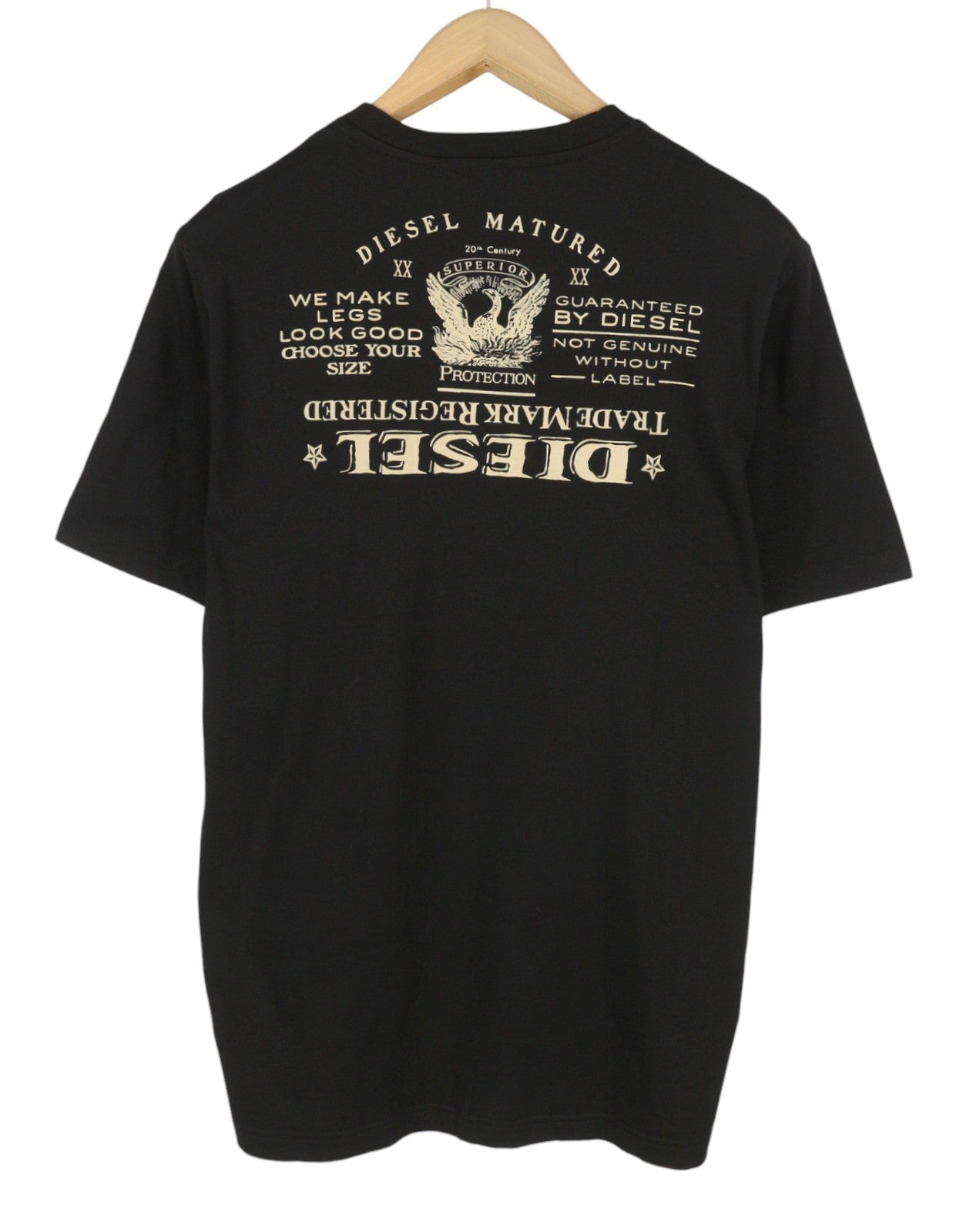 DIESEL T-Just-L4 Men T-Shirt M Black Crew Neck Cotton Pull On Short Sleeve