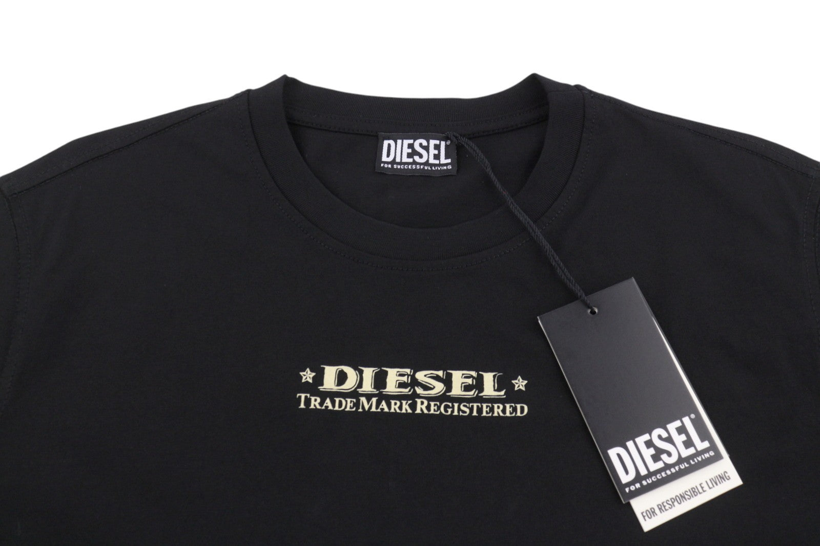 DIESEL T-Just-L4 Men T-Shirt M Black Crew Neck Cotton Pull On Short Sleeve