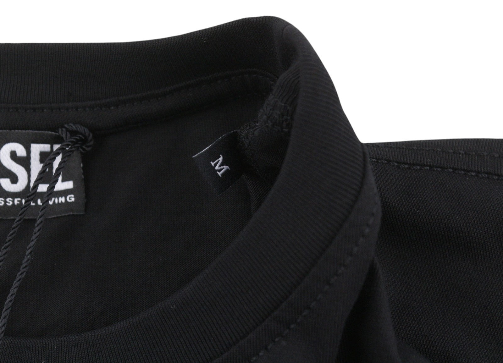 DIESEL T-Just-L4 Men T-Shirt M Black Crew Neck Cotton Pull On Short Sleeve