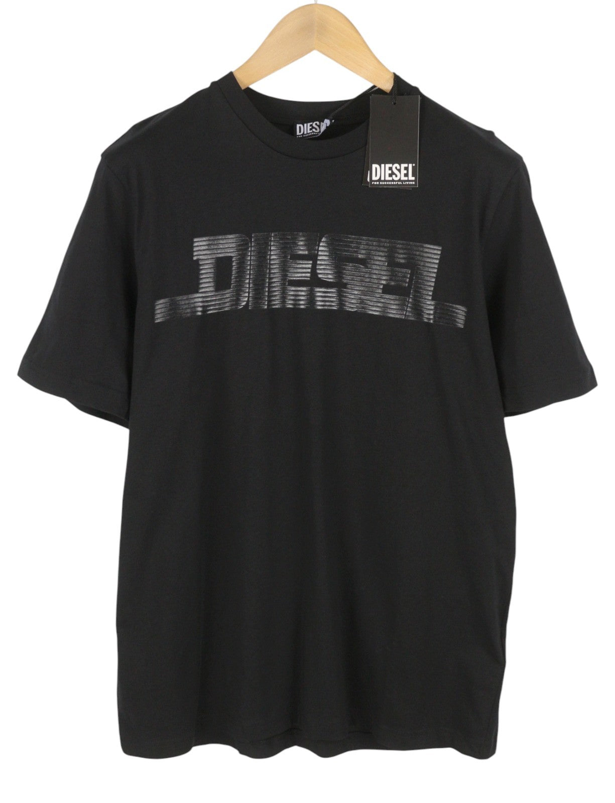 DIESEL T-Just 12-5 Men T-Shirt L Black Cotton Tricot Crew Neck Short Sleeve
