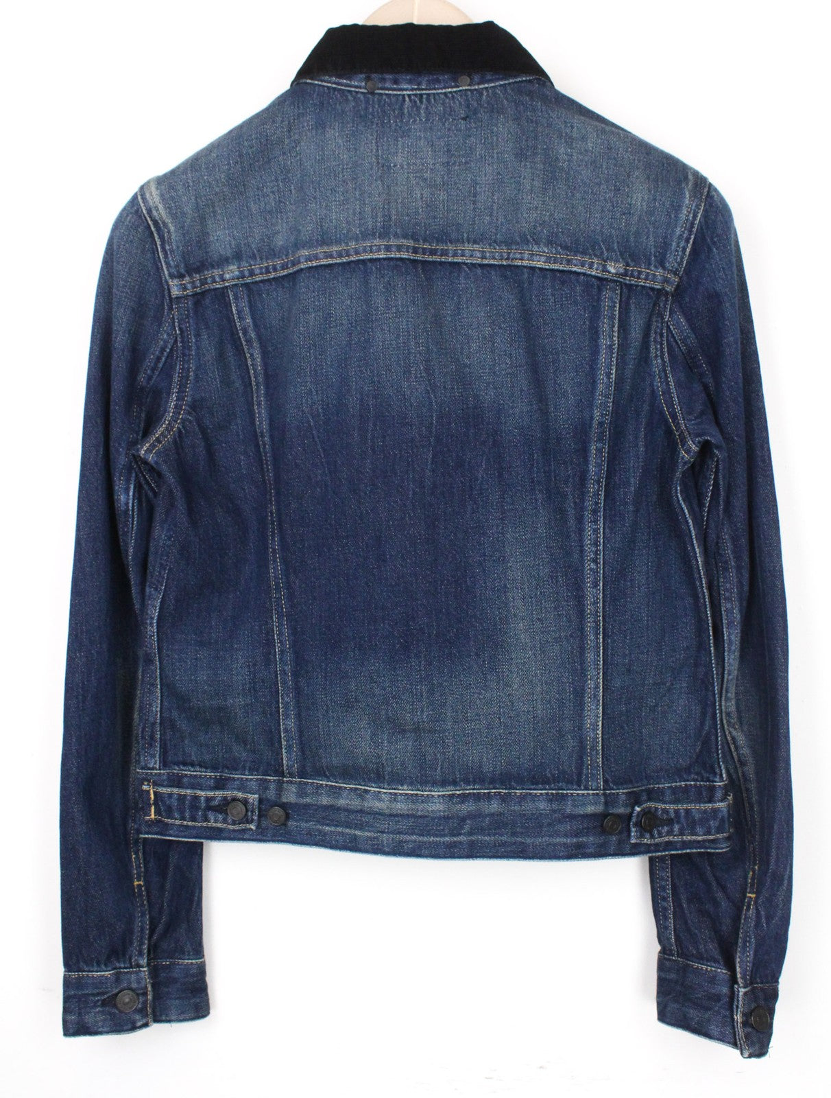 REPLAY Women Jacket S Blue Pure Cotton Denim Washed Collared Long Sleeve Cropped