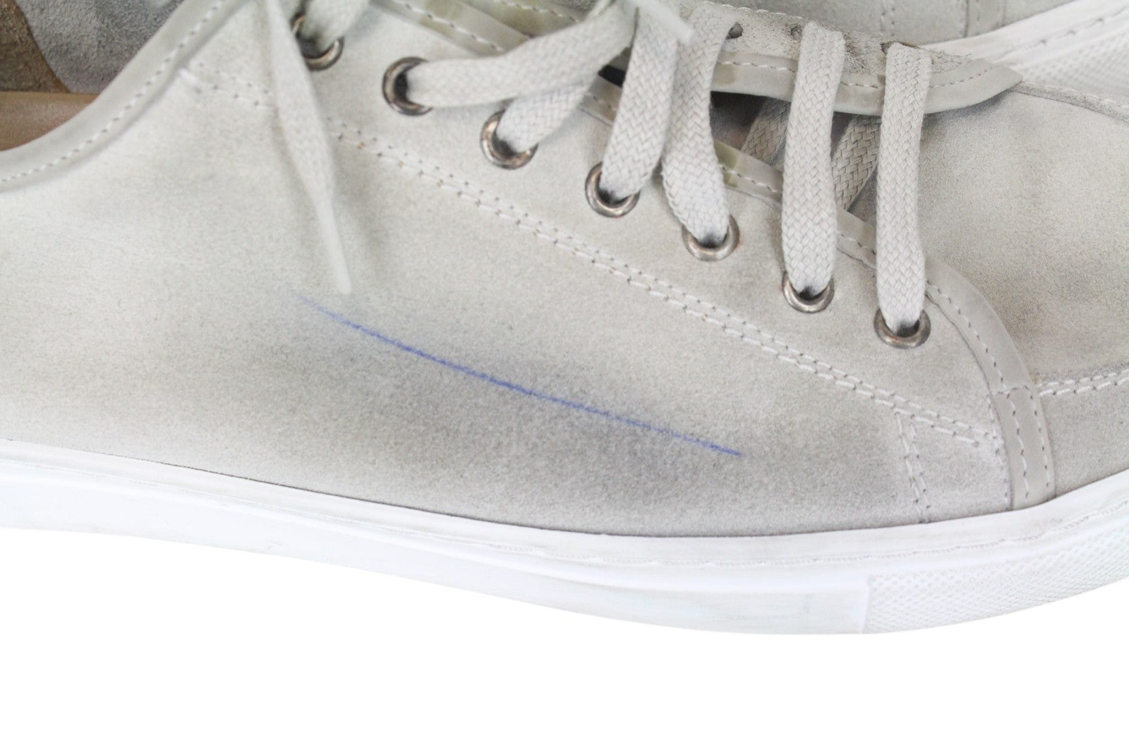 SUITSUPPLY Men Trainers EU44 Grey Low-Top Laced Casual Suede Sneakers