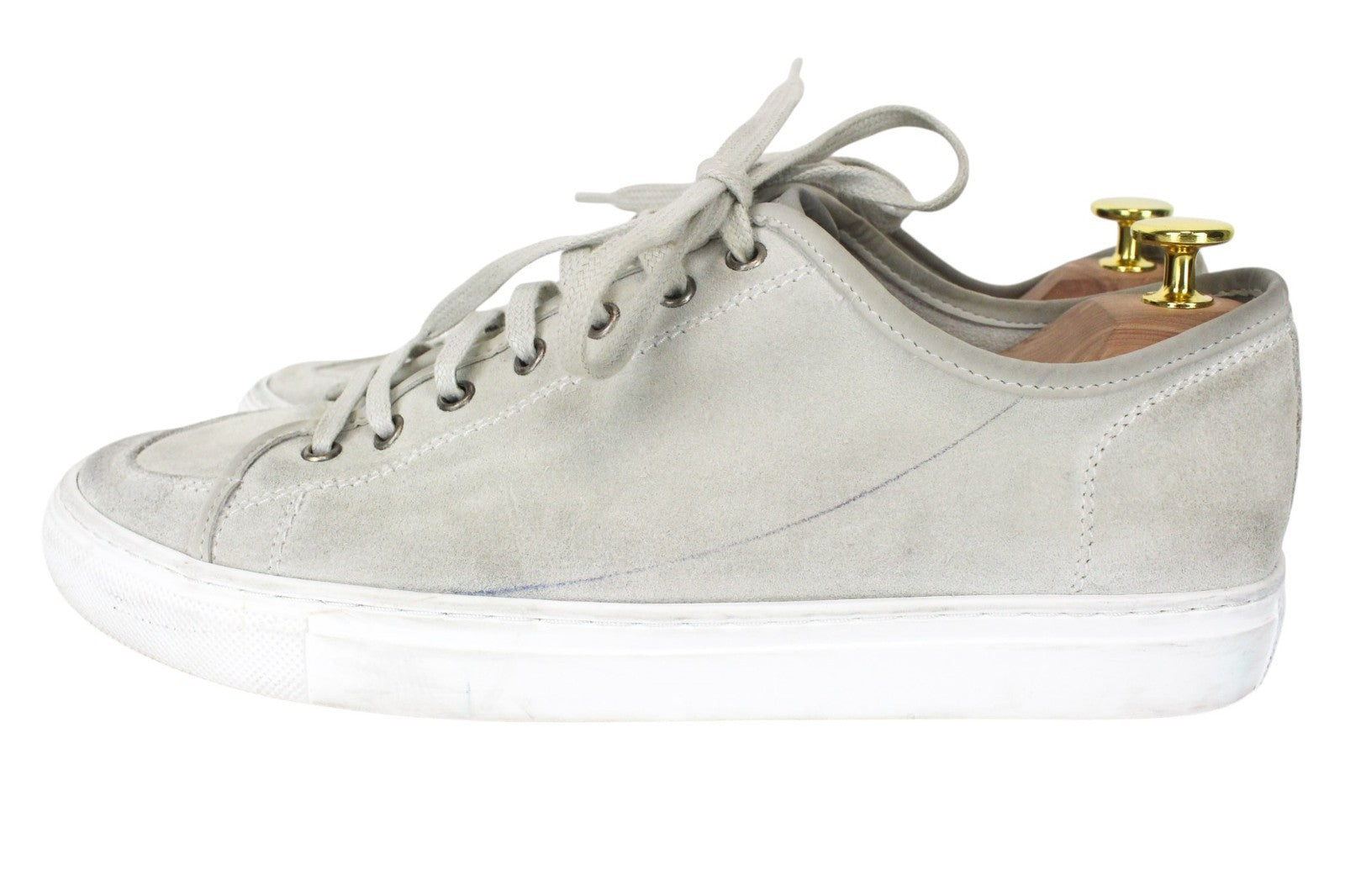 SUITSUPPLY Men Trainers EU44 Grey Low-Top Laced Casual Suede Sneakers