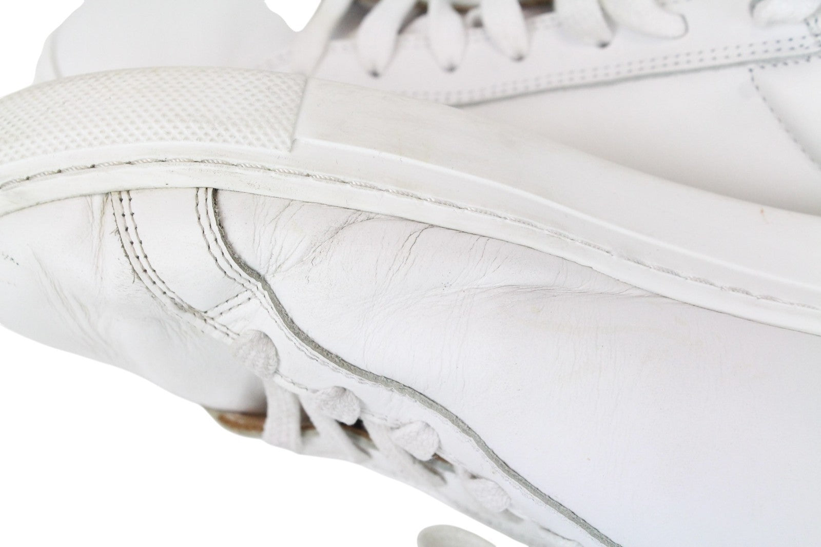 SUITSUPPLY Men Trainers EU42 White Genuine Leather Low-Top Laced Sneakers