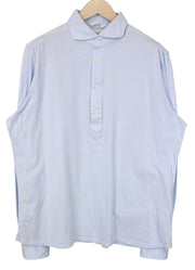 SUITSUPPLY Men T-Shirt 45/46/17 3/4/18 Extra Slim Blue Cotton Long Sleeved Polo