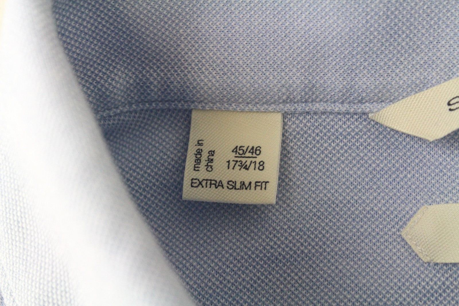SUITSUPPLY Men T-Shirt 45/46/17 3/4/18 Extra Slim Blue Cotton Long Sleeved Polo