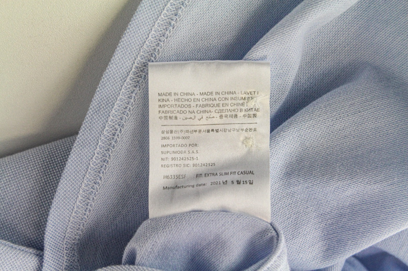 SUITSUPPLY Men T-Shirt 45/46/17 3/4/18 Extra Slim Blue Cotton Long Sleeved Polo
