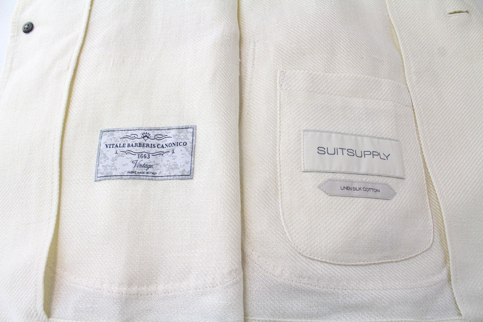 SUITSUPPLY Greenwich Men Blazer UK36R Off-White Linen Silk Cotton Lightweight