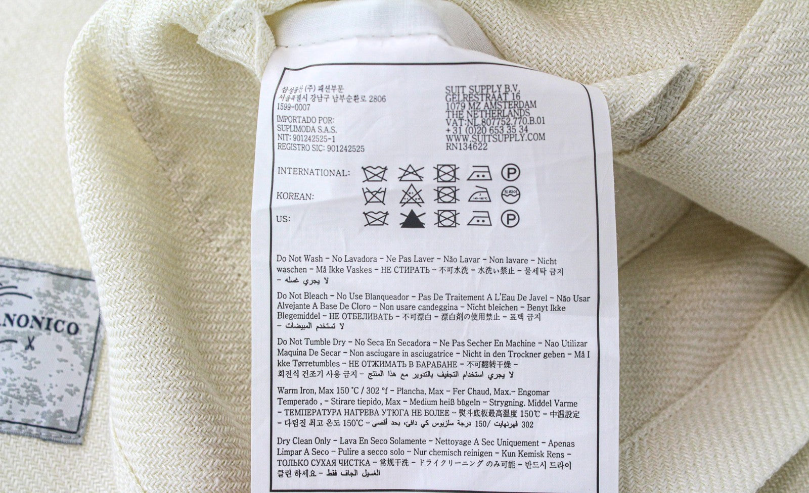 SUITSUPPLY Greenwich Men Blazer UK36R Off-White Linen Silk Cotton Lightweight