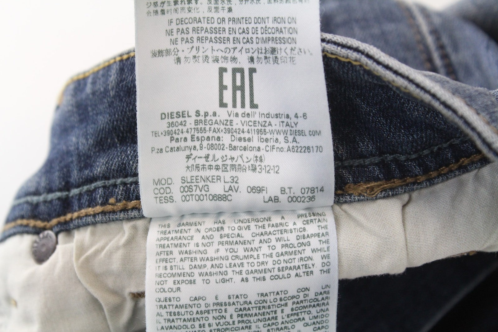 DIESEL Sleenker 069FI Men Jeans W29/L32 Slim Skinny Blue Cotton Stretch Washed