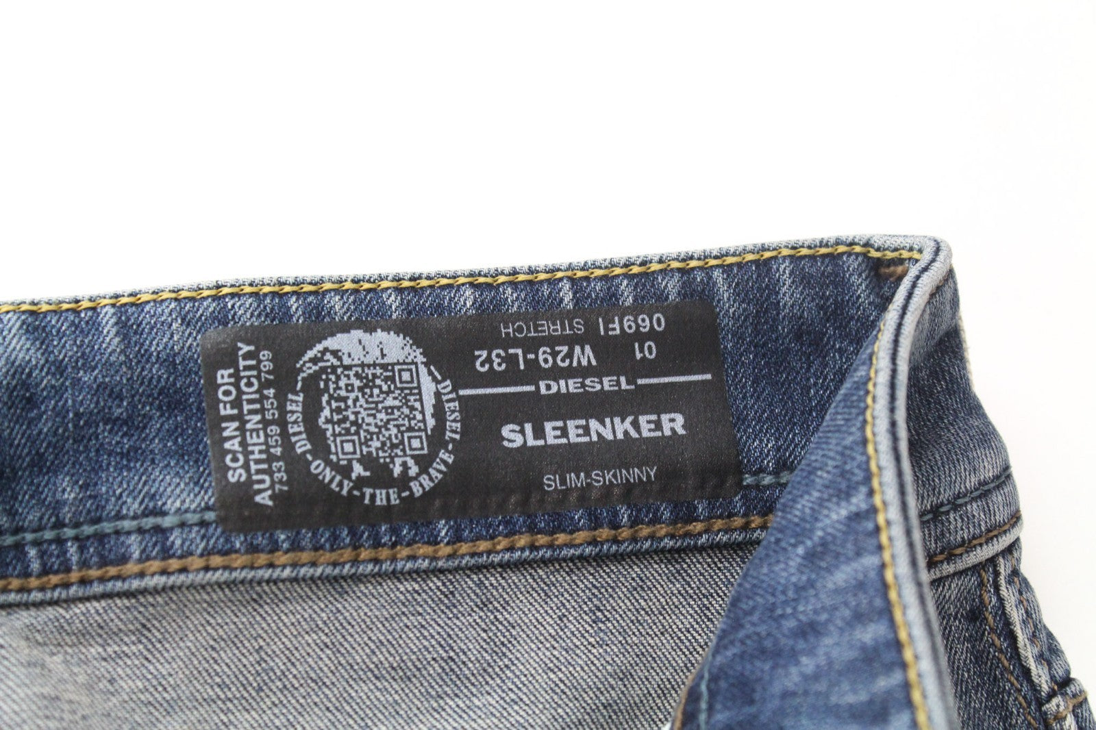 DIESEL Sleenker 069FI Men Jeans W29/L32 Slim Skinny Blue Cotton Stretch Washed