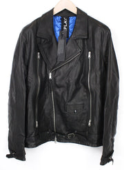 REPLAY Men Jacket XL Black Genuine Lambskin Leather Zipped Single-Breast RRP499