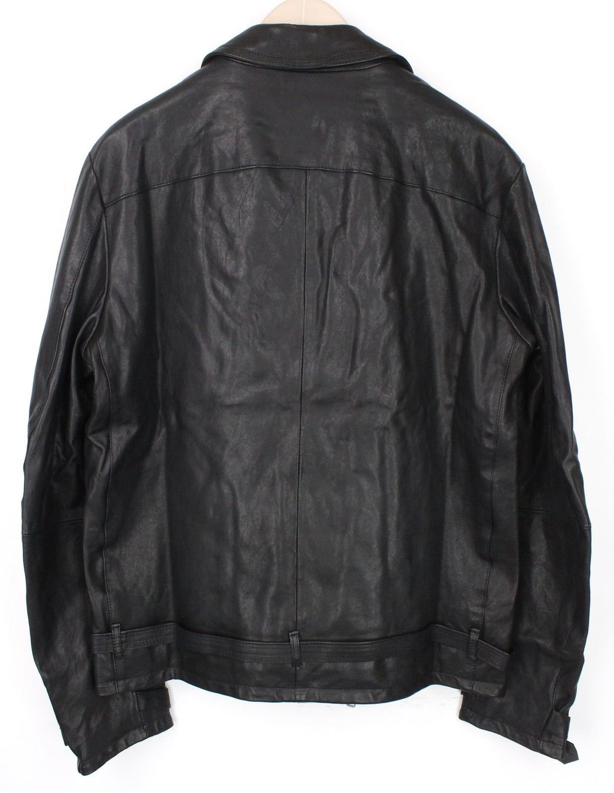 REPLAY Men Jacket XL Black Genuine Lambskin Leather Zipped Single-Breast RRP499