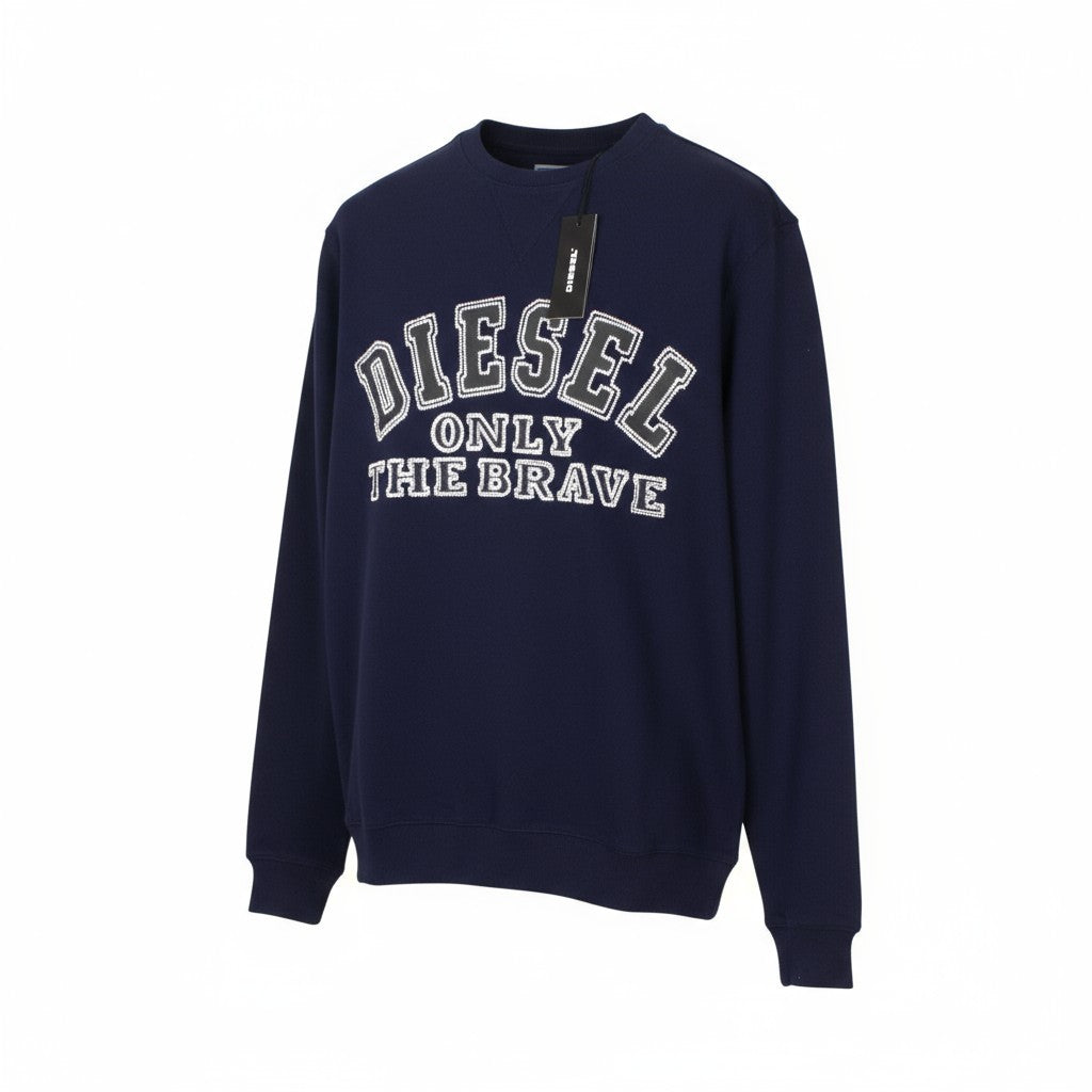 DIESEL S-Joe-B Felpa Men Sweatshirt M Blue Crew Neck Embroidered Logo Fleece