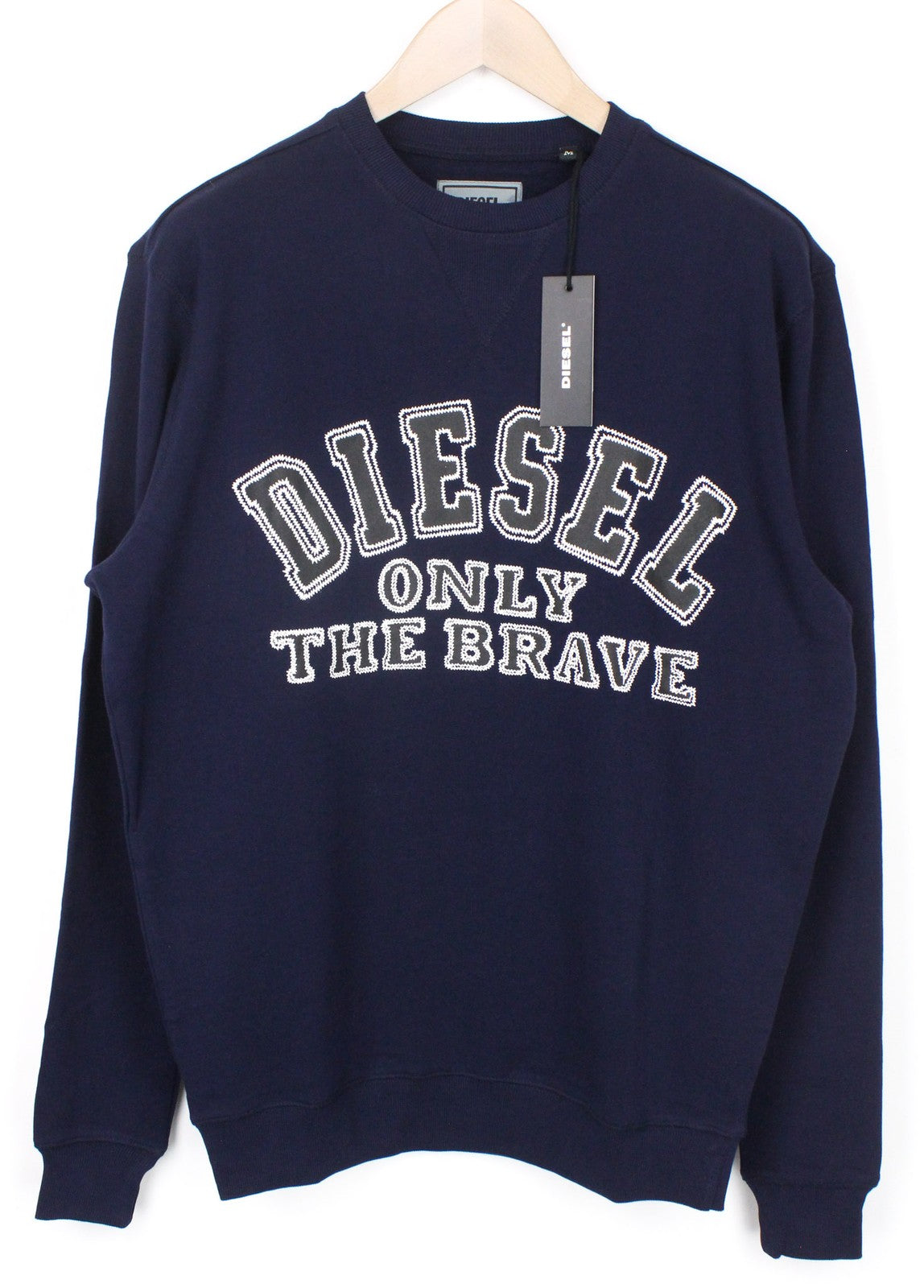 DIESEL S-Joe-B Felpa Men Sweatshirt M Blue Crew Neck Embroidered Logo Fleece