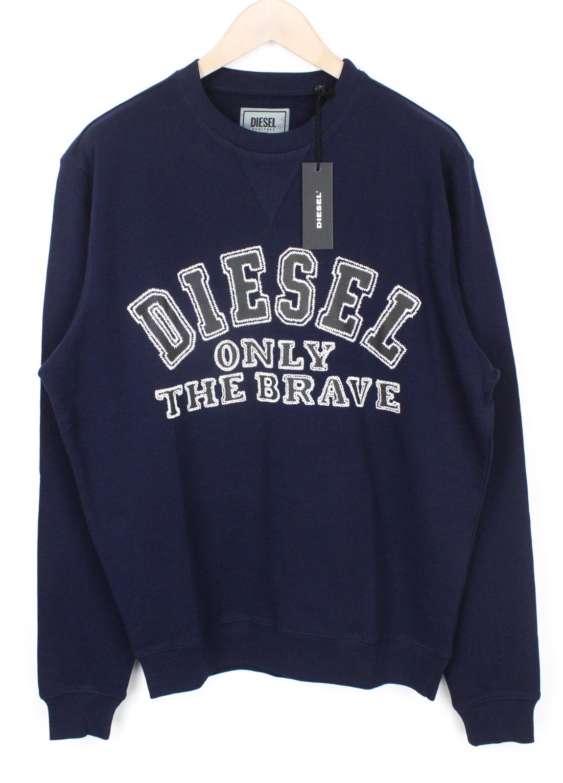 DIESEL S-Joe-B Felpa Men Sweatshirt L Navy Blue Crew Neck Fleece Classic Jersey